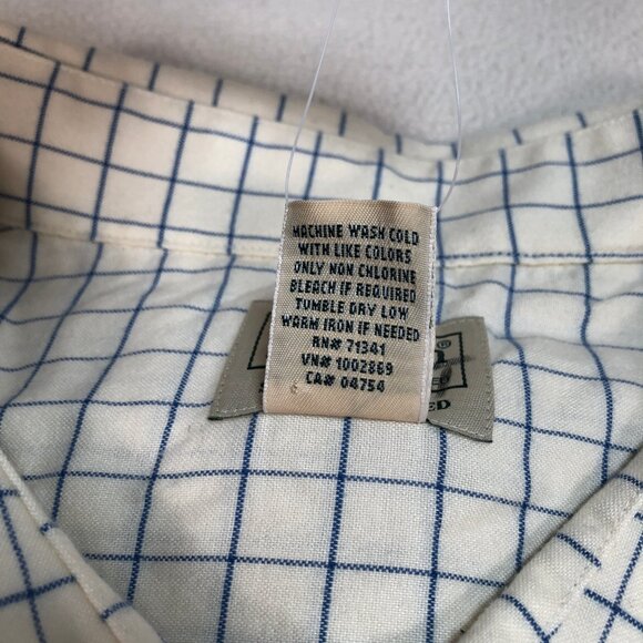 L.L Bean Shirt Men's 3XLT Off-White Windowpane Plaid Flannel Wrinkle Free Tall - Picture 12 of 15